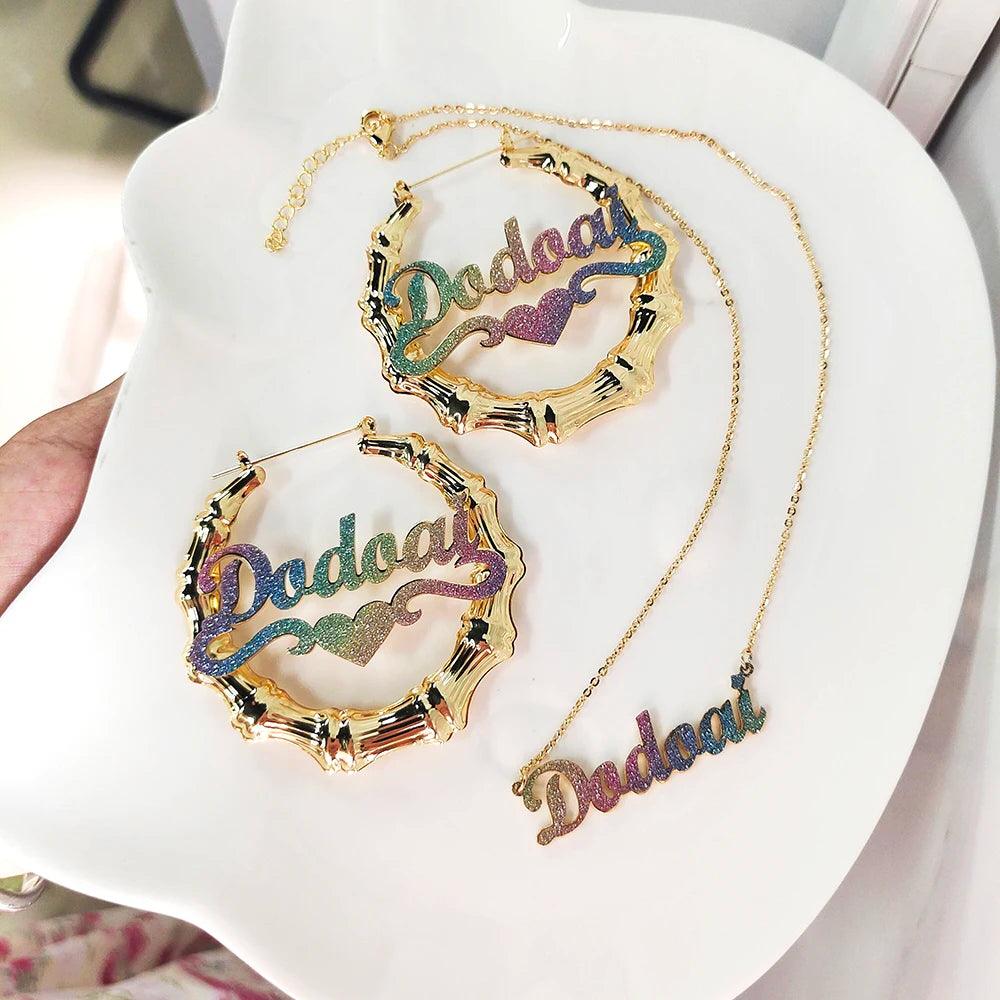 Stainless Steel-Colorful, Custom Name Earrings/Necklace/Bracelet - Just The Fly Way