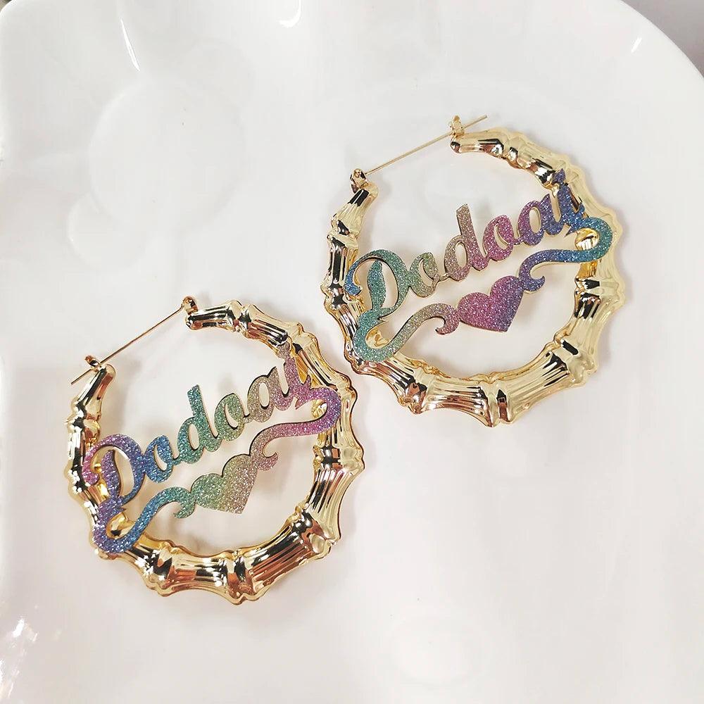 Stainless Steel-Colorful, Custom Name Earrings/Necklace/Bracelet - Just The Fly Way