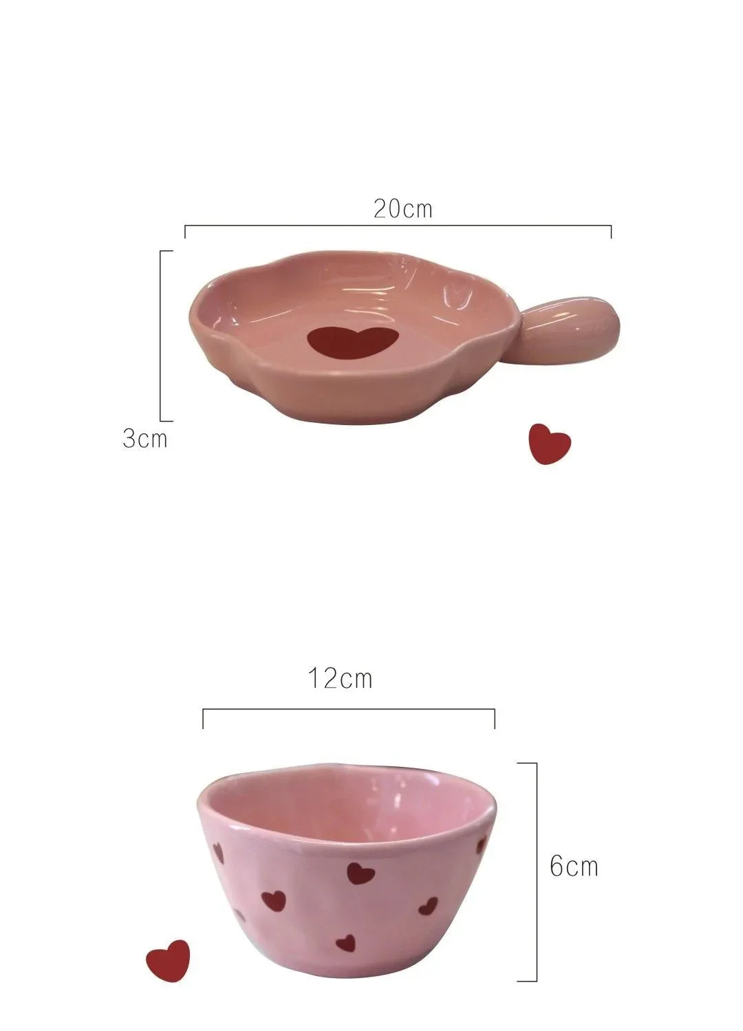 Ace of Hearts Ceramic Red Heart Cutlery and Bowl Set - Just The Fly Way