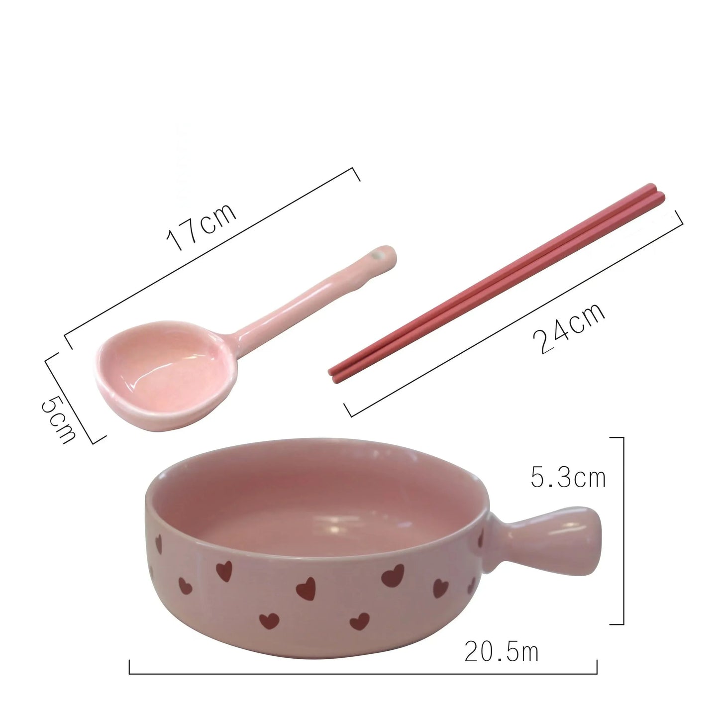 Ace of Hearts Ceramic Red Heart Cutlery and Bowl Set - Just The Fly Way
