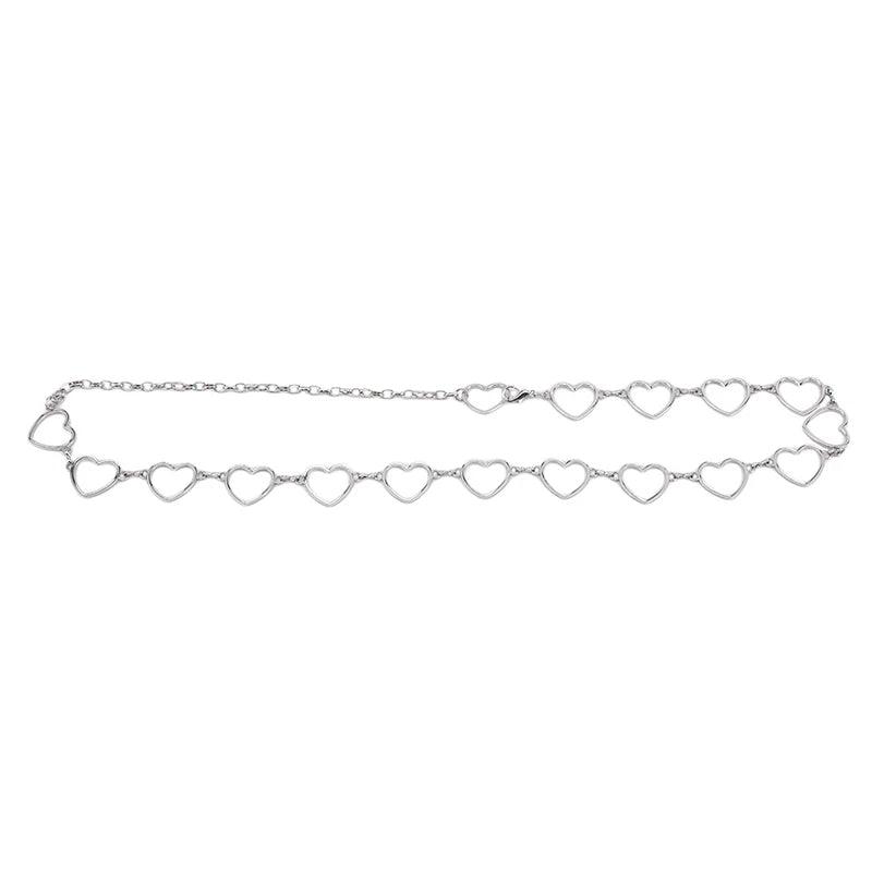 Women's Fashion Metal Heart Chain Belt, Gold or Silver - Just The Fly Way