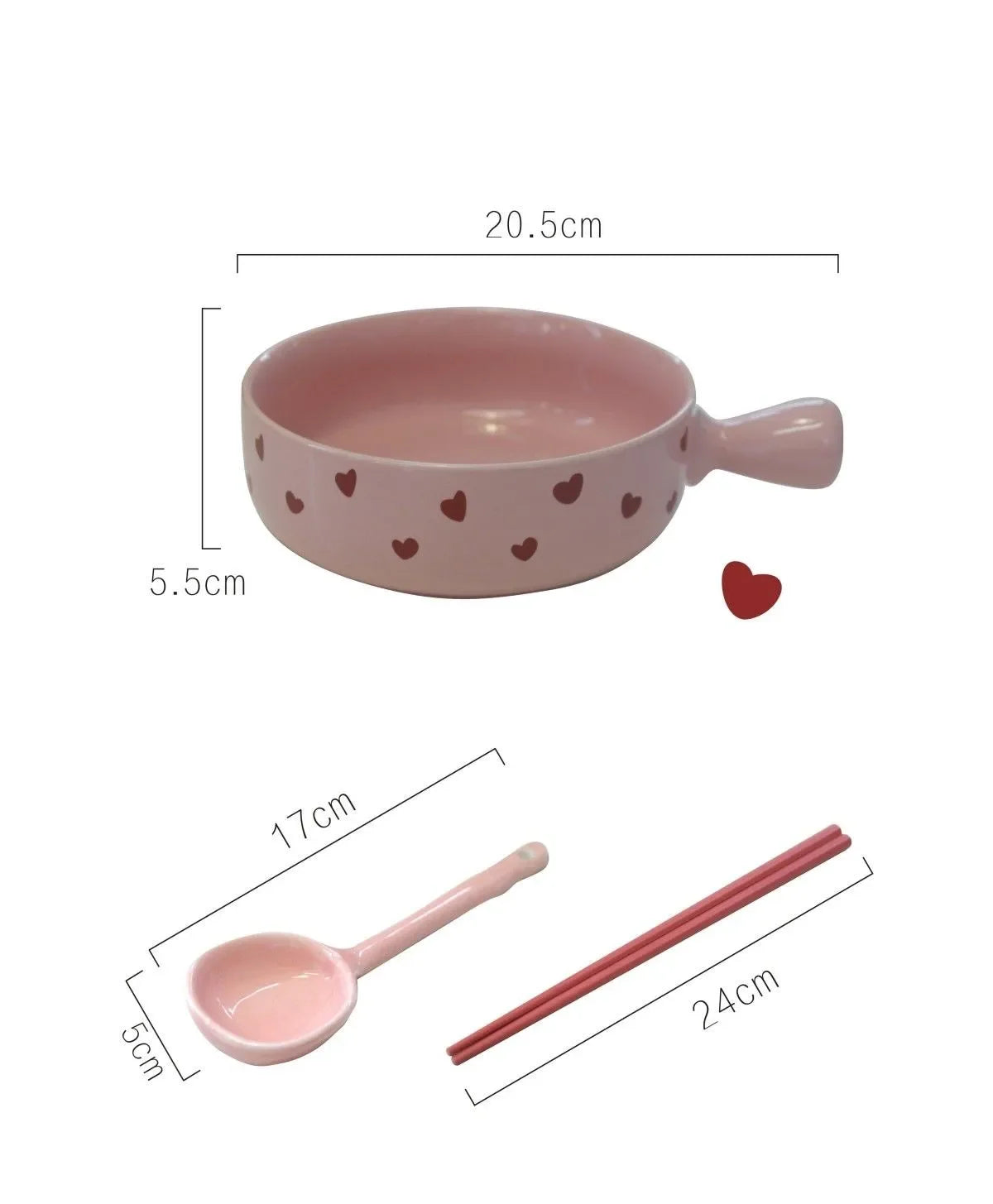 Ace of Hearts Ceramic Red Heart Cutlery and Bowl Set - Just The Fly Way