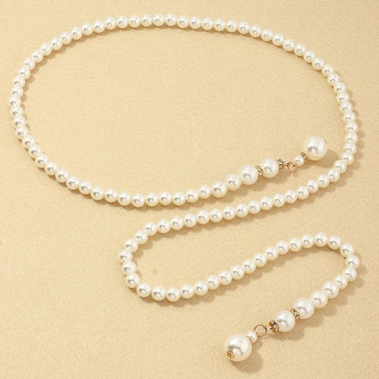 Women's Fashion Thin Waist Belt, Luxury Pearl Chain Waist Chain - Just The Fly Way