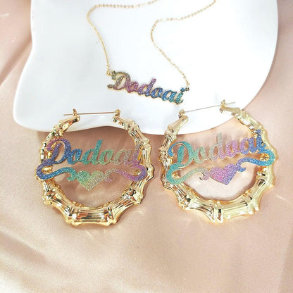 Stainless Steel-Colorful, Custom Name Earrings/Necklace/Bracelet - Just The Fly Way