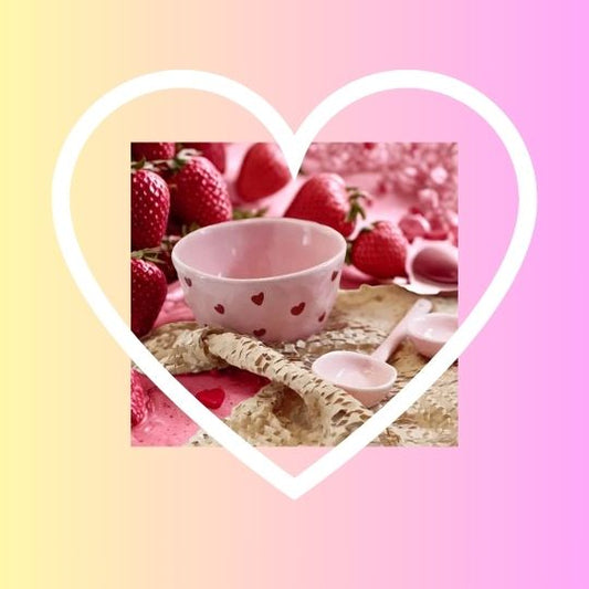 Ace of Hearts Ceramic Red Heart Cutlery and Bowl Set - Just The Fly Way