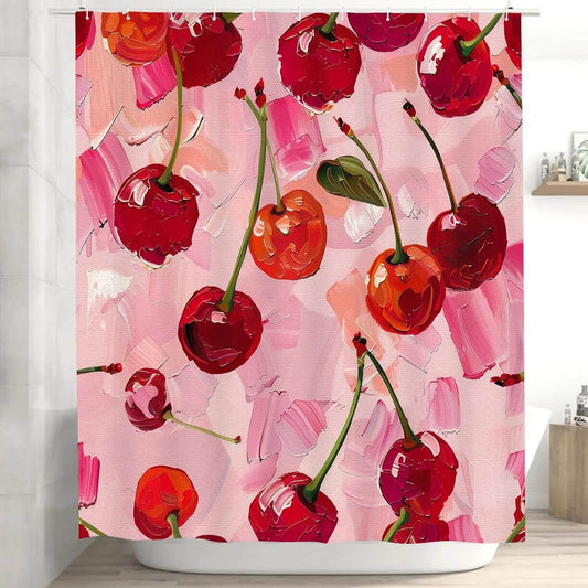 Cherry Shower Curtain for Bathroom - Just The Fly Way