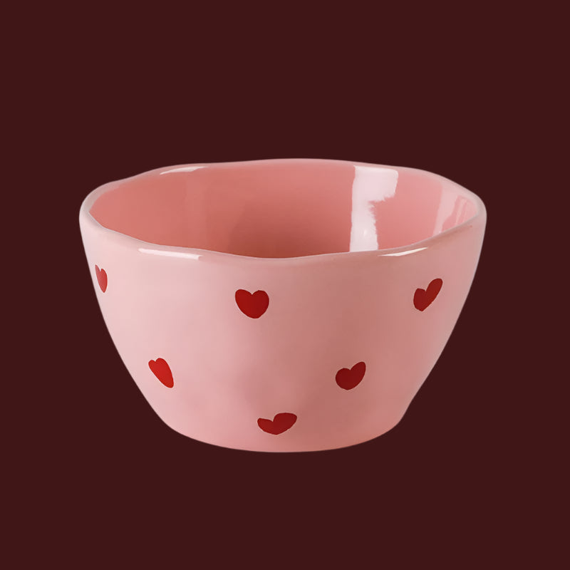 Cute Dinner Tableware Pink Heart Pattern Ceramic - Just The Fly Way