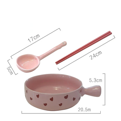 Ace of Hearts Ceramic Red Heart Cutlery and Bowl Set - Just The Fly Way