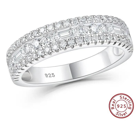 Sterling Silver Moissanite Band for Women - Just The Fly Way