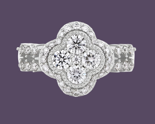Moissanite 18k White Gold over S925 Sterling Silver Ring - Just The Fly Way