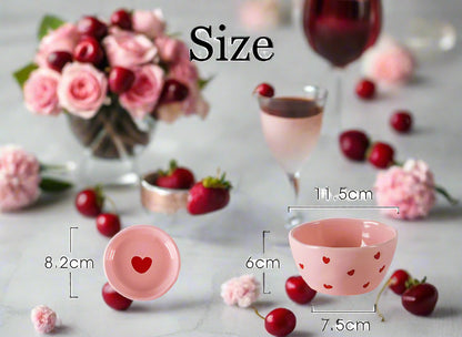 Cute Dinner Tableware Pink Heart Pattern Ceramic - Just The Fly Way