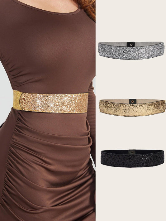 Wide Width, Sparkle Elastic Belt - Just The Fly Way