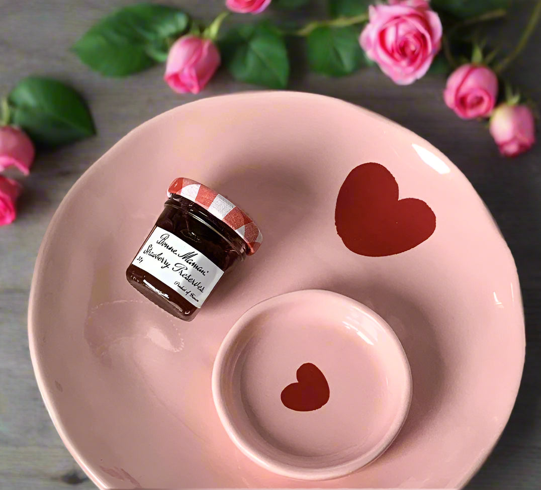 Cute Dinner Tableware Pink Heart Pattern Ceramic - Just The Fly Way