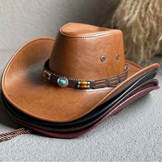 YeaHaw Cowgirl!! Ride in Style While Wearing This Vintage Faux Leather Hat - Just The Fly Way