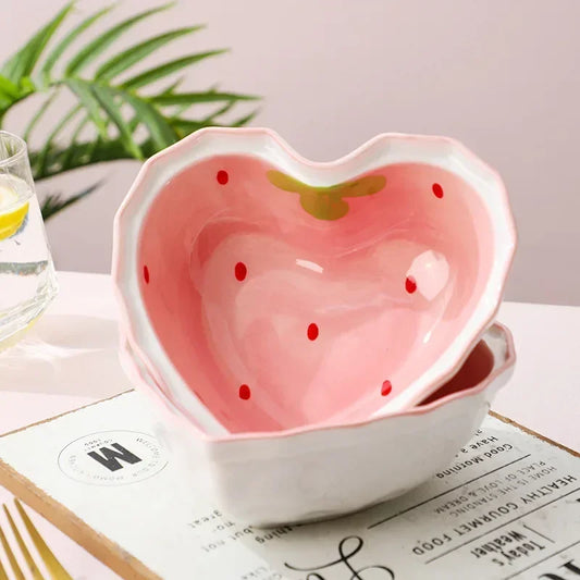 Cute Strawberry Ceramics Anti-scald Bowls and SpooCute Strawberry Ceramics: Anti-Scald Bowls and Spoons - Just The Fly Way