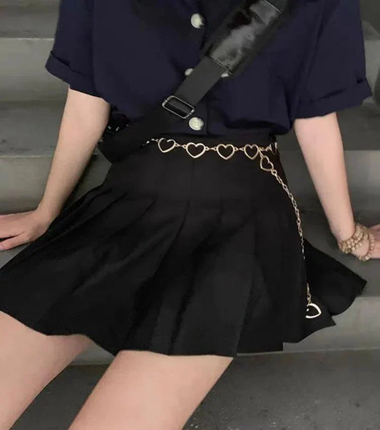 Women's Fashion Metal Heart Chain Belt, Gold or Silver - Just The Fly Way