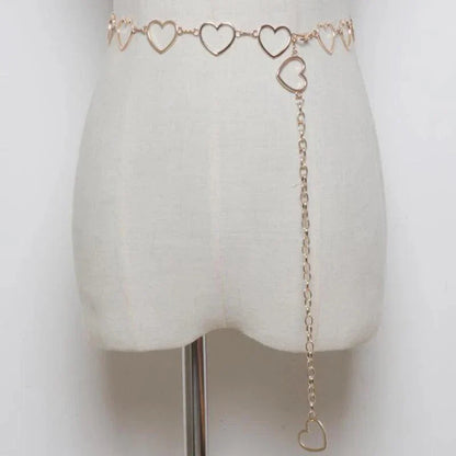 Women's Fashion Metal Heart Chain Belt, Gold or Silver - Just The Fly Way